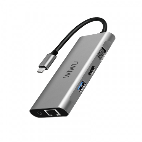 USB HUB - Hub Multifuncțional Alpha A11312H, Gri – Conectivitate Avansată și Afișaj pe 3 Ecrane