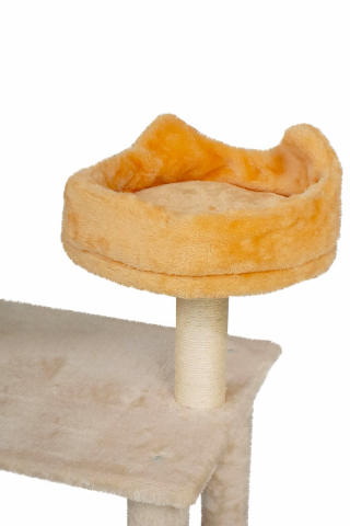 Игровой комплекс для кошек Jumi с платформой, лежанкой и игрушкой, 165x40x92 см, бежевый [9]