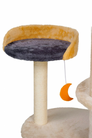 Игровой комплекс для кошек Jumi с платформой, лежанкой и игрушкой, 165x40x92 см, бежевый [5]