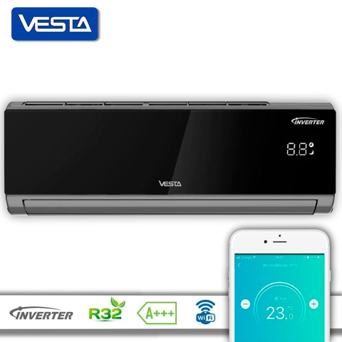 Aparat de aer condiționat Inverter Seria SMART Black, R32, A+++, -20°C, Wi-Fi Inclus, Negru [1]