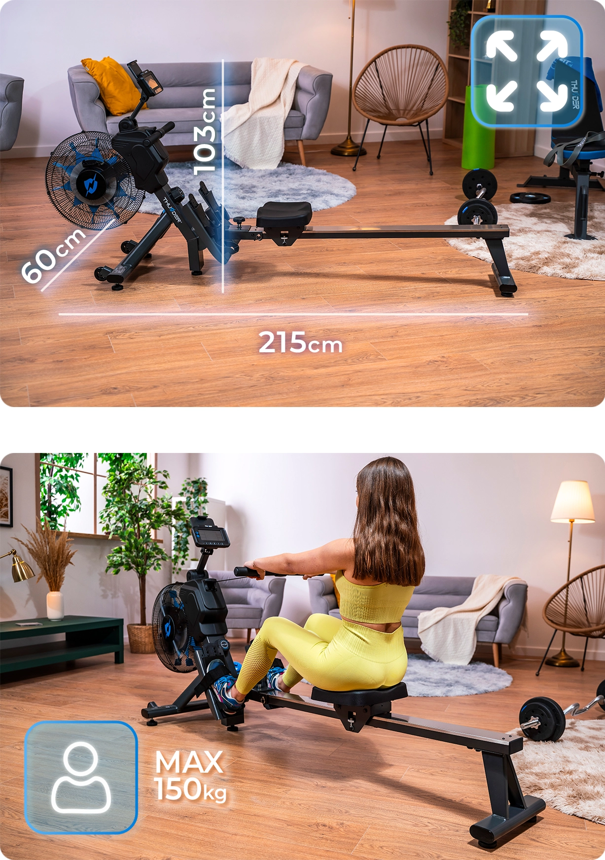 Гребной тренажёр магнитный THUNDER FLY – Полноценный full-body тренинг дома с магнитным сопротивлением 26 уровней! [3]