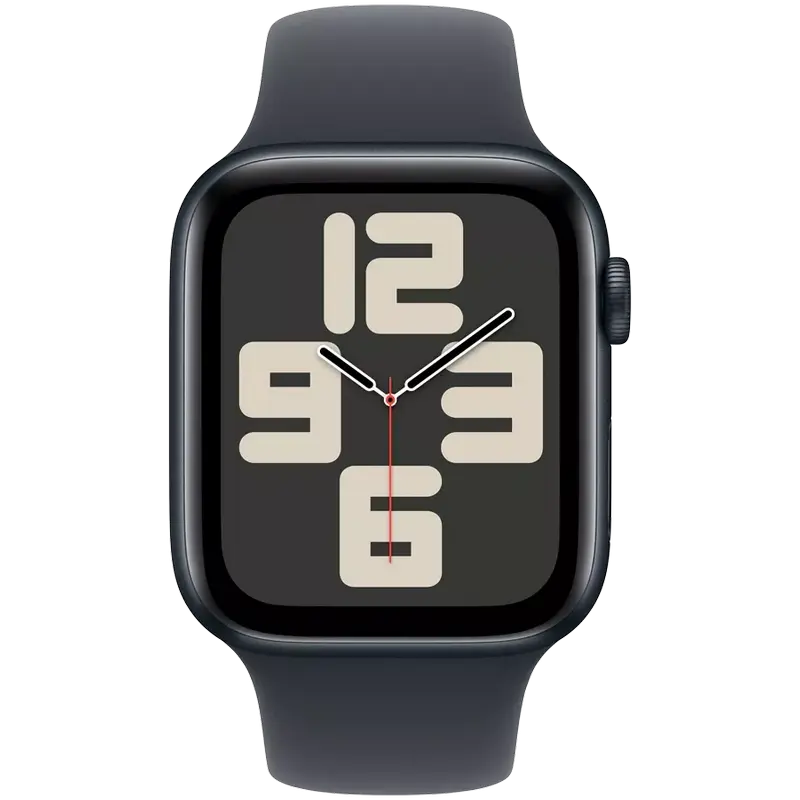Ceasuri inteligente - Apple Watch SE 2 44mm, carcasă aluminiu, brățară sport Midnight M/L, GPS, Midnight