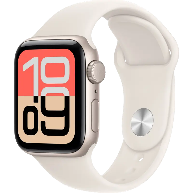 Apple Watch SE 3 40mm, carcasă aluminiu, brățară sport Starlight S/M, GPS, Starlight [1]