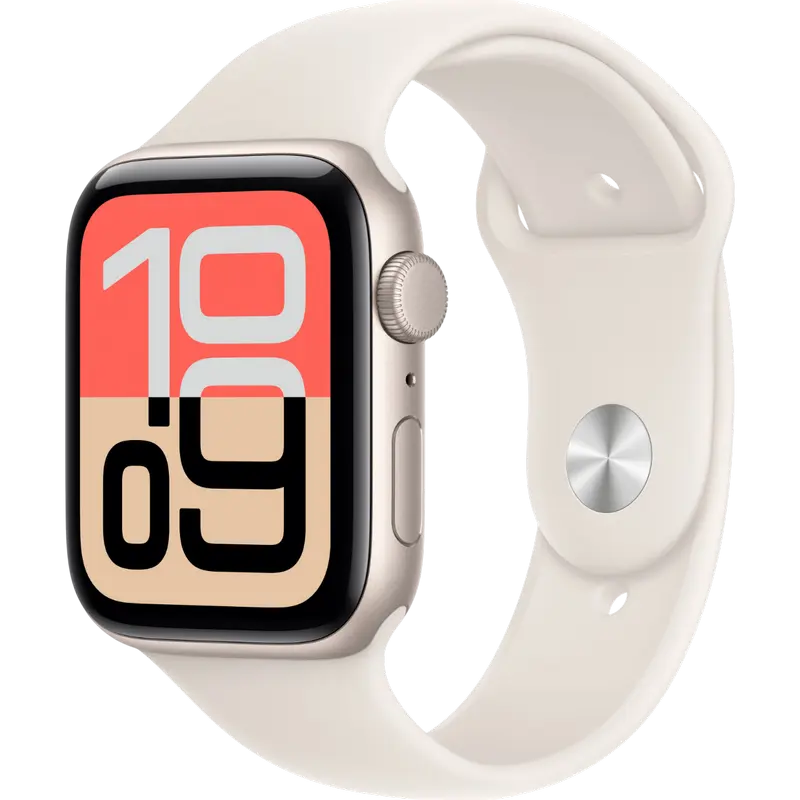 Apple Watch SE 3 44 мм, алюминиевый корпус, спортивный ремешок Starlight S/M, GPS, Starlight [1]