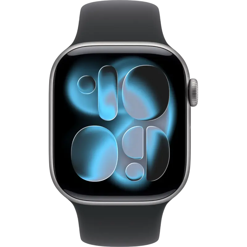Ceasuri inteligente - Apple Watch Series 11 GPS, 42mm, carcasă gri spațial, brățară sport neagră S/M
