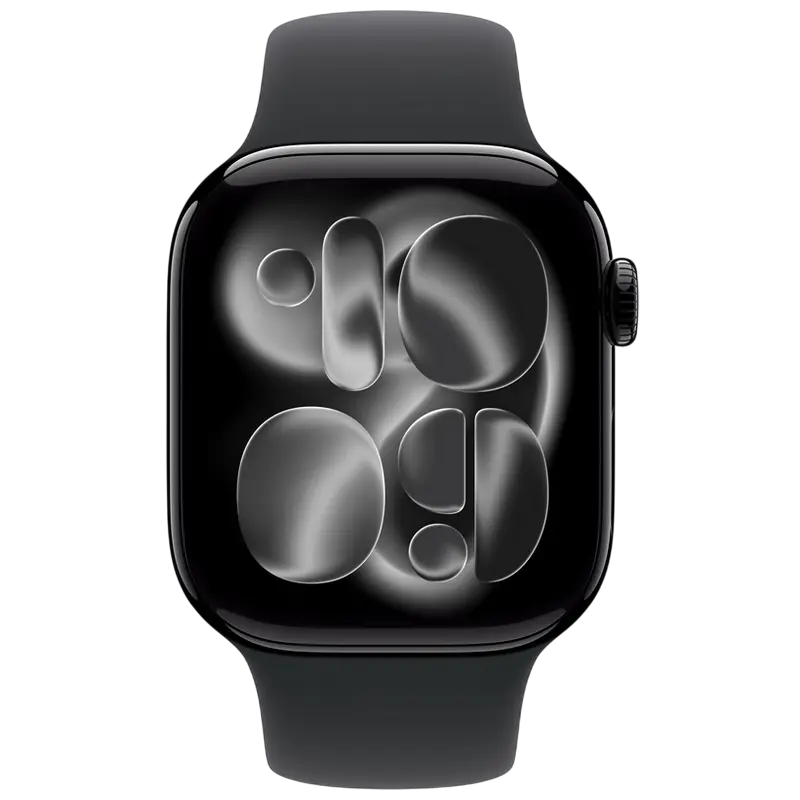 Ceasuri inteligente - Apple Watch Series 11 GPS, 42mm, carcasă Jet Black, brățară sport neagră S/M