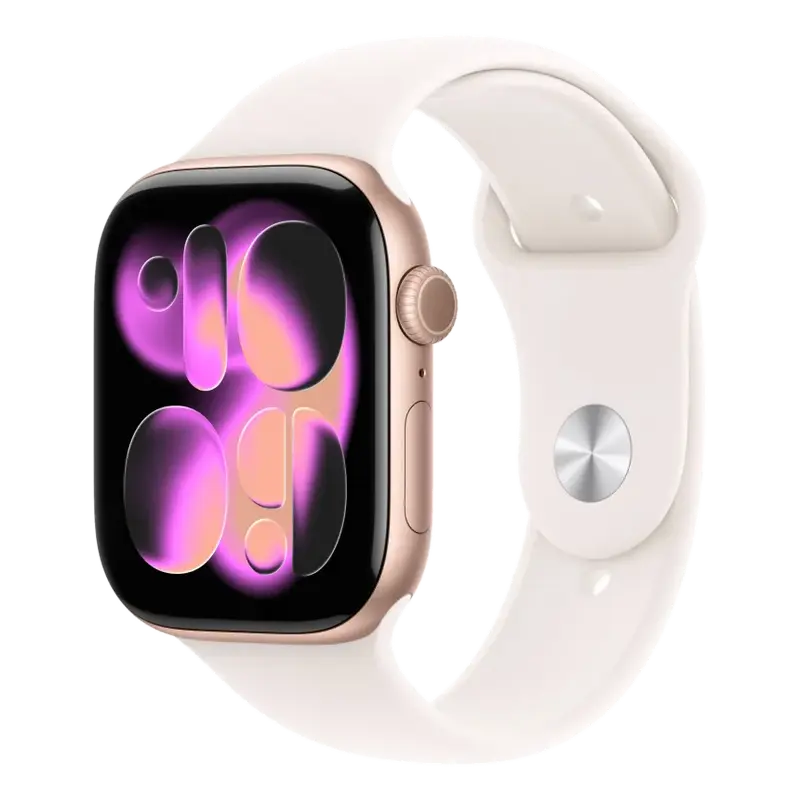 Apple Watch Series 11 GPS, 46mm, carcasă Rose Gold, brățară sport Light Blush M/L [2]