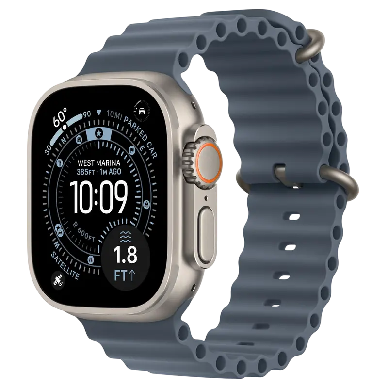 Apple Watch Ultra 3 GPS + Cellular, 49mm, carcasă titan natural, brățară Ocean albastru Anchor [1]