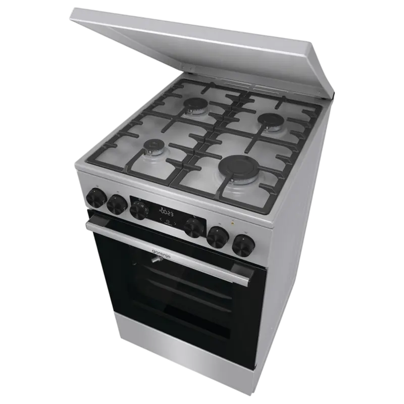 Комбинированная плита Gorenje GKS5C71XF (4 Газовые конфорки, Электрическая духовка ExtraSpace 70 л, Телескопические направляющие, AquaClean, Нержавеющая сталь) [7]