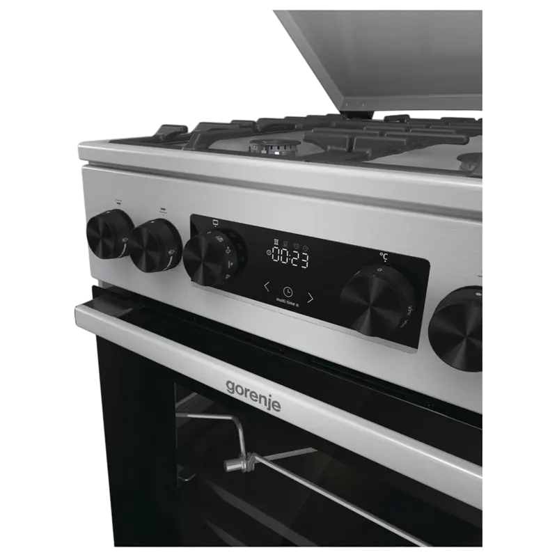 Комбинированная плита Gorenje GKS5C71XF (4 Газовые конфорки, Электрическая духовка ExtraSpace 70 л, Телескопические направляющие, AquaClean, Нержавеющая сталь) [9]