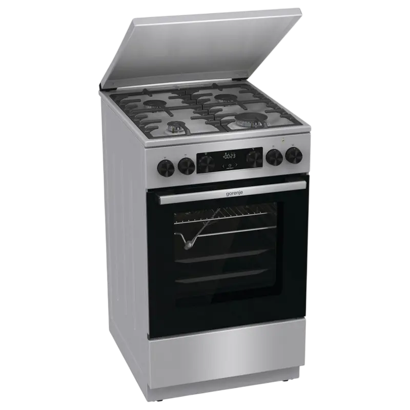 Комбинированная плита Gorenje GKS5C71XF (4 Газовые конфорки, Электрическая духовка ExtraSpace 70 л, Телескопические направляющие, AquaClean, Нержавеющая сталь) [6]