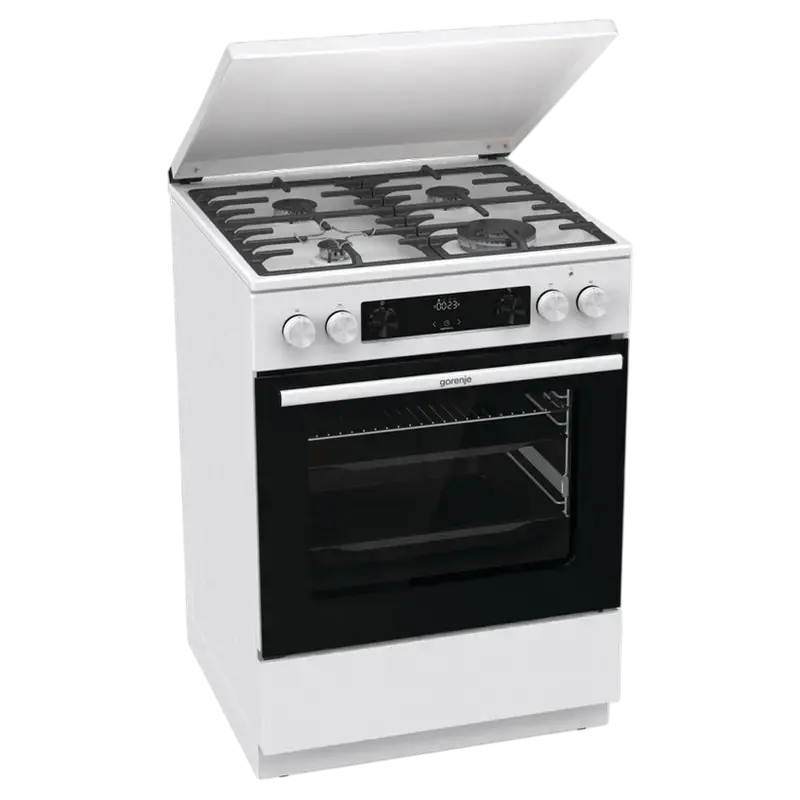 Комбинированная плита Gorenje GKS6C71WA (4 Газовые конфорки, WOK, Электрическая духовка ExtraSpace 71 л, Телескопические направляющие, AquaClean, Белая) [9]