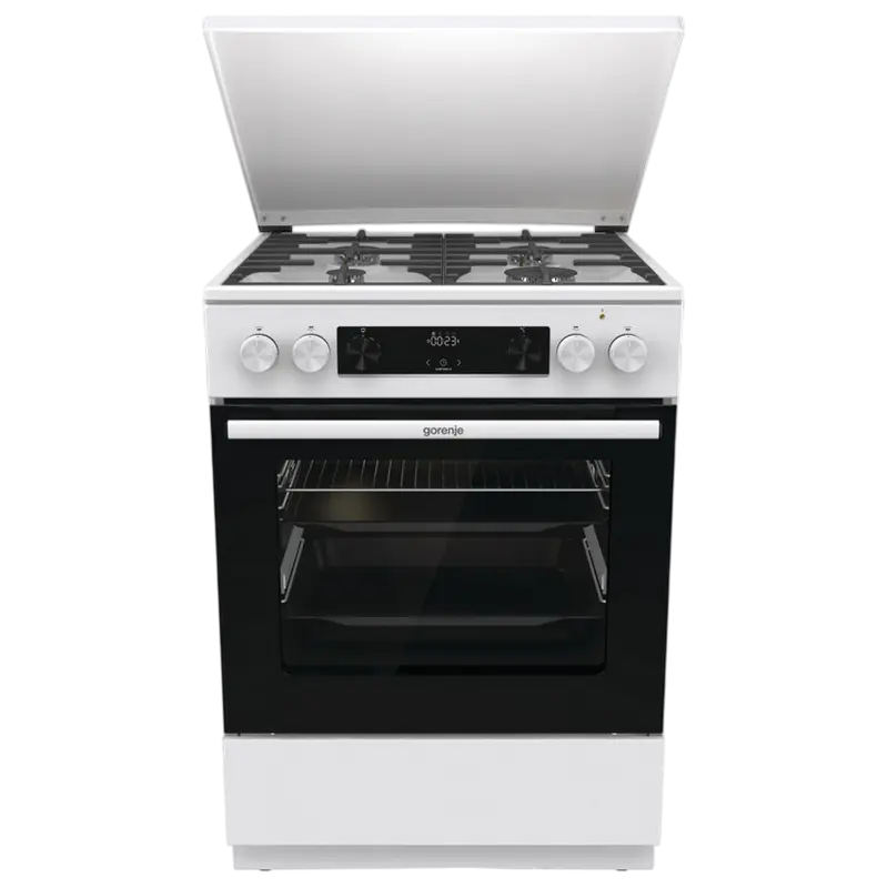 Aragaz Mixt Gorenje GKS6C71WF, Plită gaz, Cuptor electric 71 l, Convecție, AirFry, Ghidaje telescopice (Alb) [1]