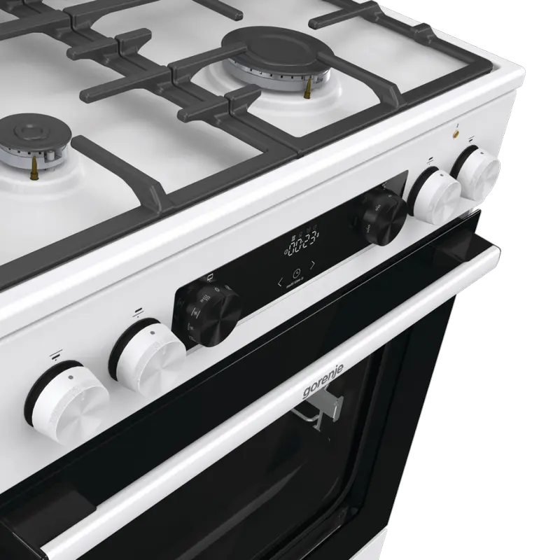 Aragaz Mixt Gorenje GKS6C71WF, Plită gaz, Cuptor electric 71 l, Convecție, AirFry, Ghidaje telescopice (Alb) [3]