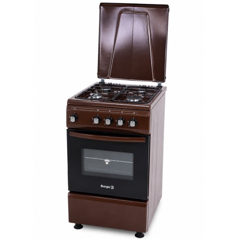 Aragazuri pe gaz - Aragaz pe gaz Borgio GG 540B M (50×60 cm), 4 Arzătoare, Gaz Control, Capac Metalic, Maro