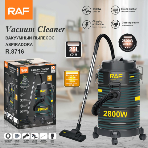 Aspirator industrial RAF R.8716 (2800 W, 25 L, Aspirare uscată, Container metal/plastic, Negru) [2]