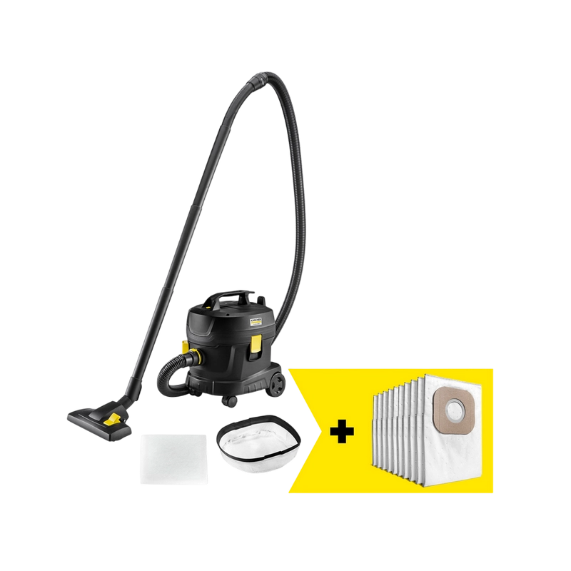 Aspirator profesional uscat Kärcher T 11/1 Classic Adv Re!Plast Go!Further (850 W, 11 L, 235 mbar, Silențios 61 dB, Cablu 12 m, 10 saci fleece, Ediție Limitată Negru) [2]
