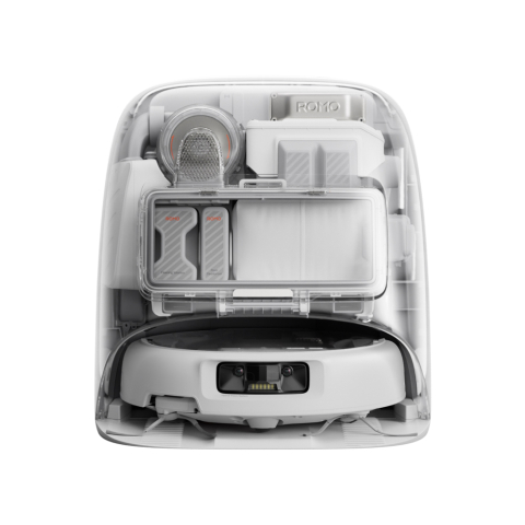 Aspiratoare robot - Aspirator robot cu stație de auto-curățare DJI ROMO P (25000 Pa, 5000 mAh, Spălare umedă/uscată, Wi-Fi, Alb / Finisaj Transparent)
