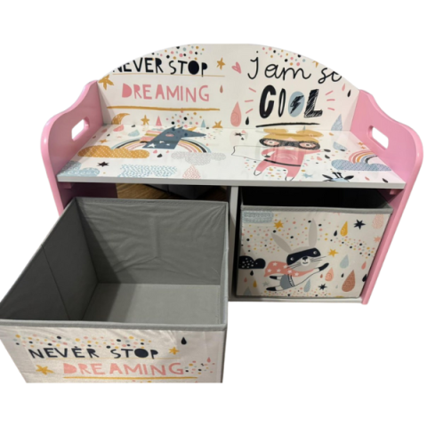 Скамейка с местом для хранения U-Grow Super Girl Розовая – Волшебная организация и максимальная безопасность для комнаты малышки! [1]