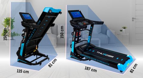 Banda de alergare electrica THUNDER FLEX-DS, WiFi, Viteza maxima 20km/h, maxima suportata 180kg, Black [8]