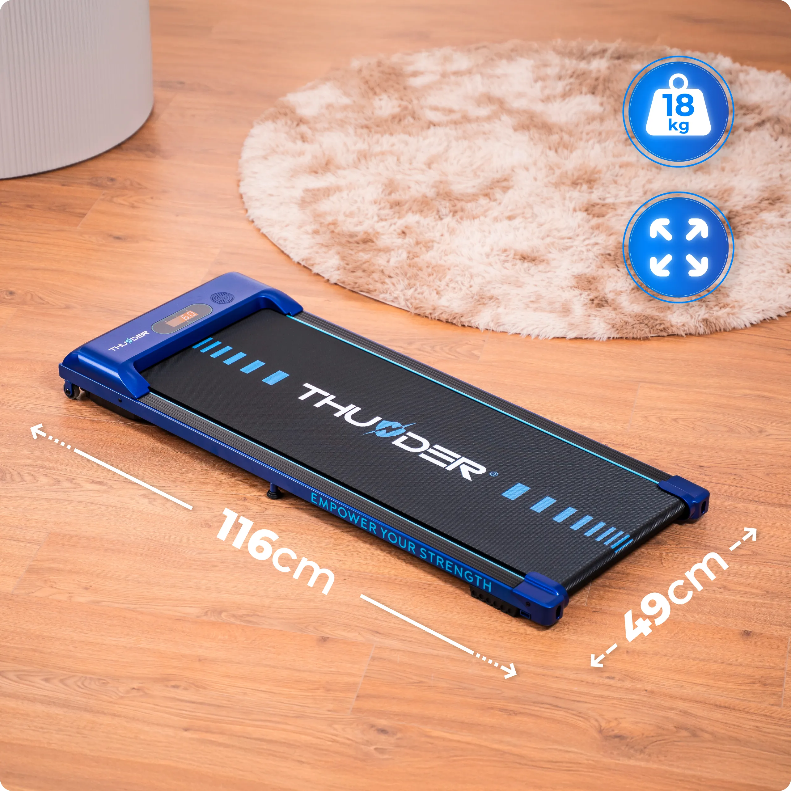 Электрическая беговая дорожка THUNDER® IDEA-BLUE – Компактный и современный тренажёр для дома [2]