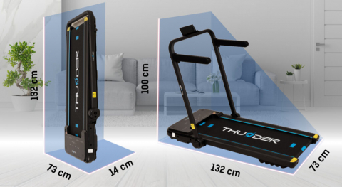 Электрическая беговая дорожка THUNDER IMPACT-BLACK — Мощность и комфорт для домашних тренировок [2]