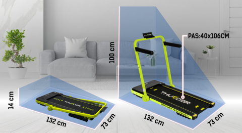 Banda de alergare electrica THUNDER IMPACT, Bluetooth, viteza maxima 12km/h, maxima suportata 130kg, Lime [1]