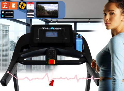 Banda de alergare electrica THUNDER PHENOM-S, Viteza maxima 18km/h, maxima suportata 160kg, Black [5]