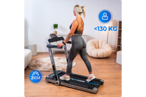 Banda de alergare electrică THUNDER RACE-SILVER – Fitness puternic acasă până la 14 kmh cu sarcină maximă 130 kg! [1]