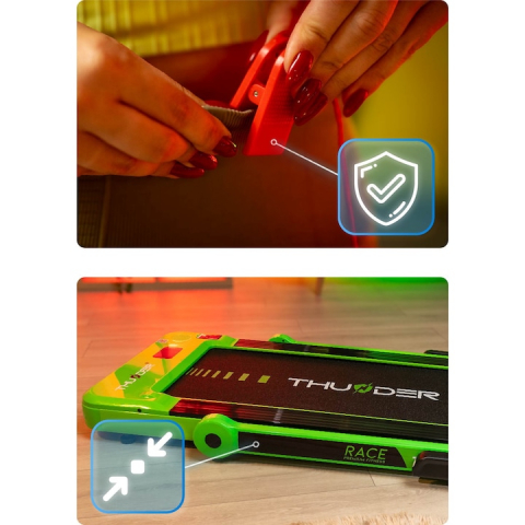 Электрическая беговая дорожка THUNDER®️ RACE-GREEN – удобство, безопасность и мощность для тренировок дома [3]