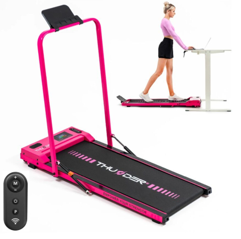 Benzi de alergat - Banda de alergare electrică THUNDER VIVA Roz – Fitness inteligent și ultra-compact pentru confortul casei tale!