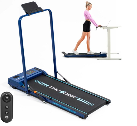 Benzi de alergat - Banda de alergare electrică THUNDER VIVA Albastră – Fitness inteligent și ultra-compact pentru confortul casei tale!