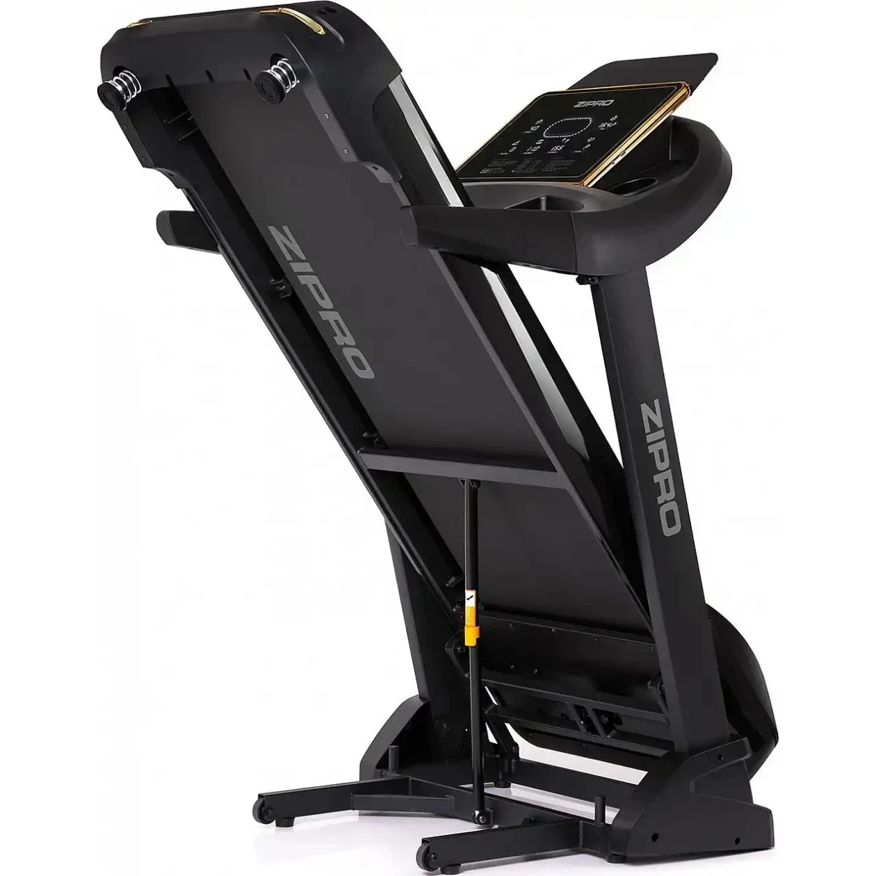 Bandă de alergat electrică Zipro Pacemaker Gold iConsole+ (3 CP, Viteza max. 18 km/h, Sarcină max. 150 kg, Înclinare 0-15°, Wi-Fi, Pliabilă, Negru/Gold) [3]