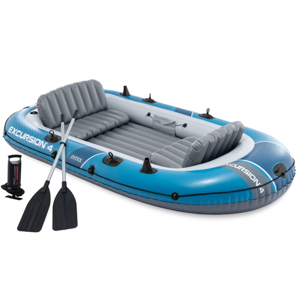 Barci Gonflabile - Barcă Gonflabilă Intex Excursion 4 cu vâsle și pompă – Confort, Stabilitate și Distracție pe Apă