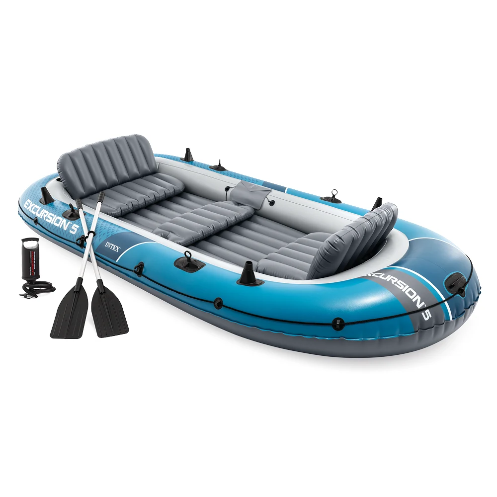 Barci Gonflabile - Barcă gonflabilă Intex Excursion 5 cu vâsle și pompă – Spațiu mare, stabilitate și confort pe apă