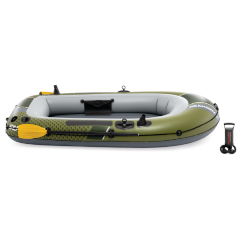 Надувная лодка INTEX Seahawk 2 Set – Двухместная ПВХ лодка с веслами и насосом в комплекте [1]