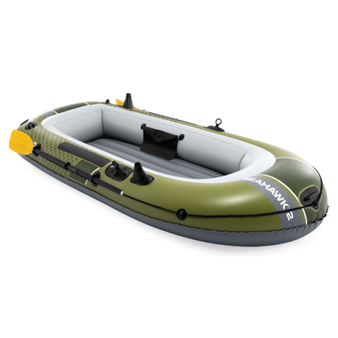 Надувная лодка INTEX Seahawk 2 Set – Двухместная ПВХ лодка с веслами и насосом в комплекте [2]