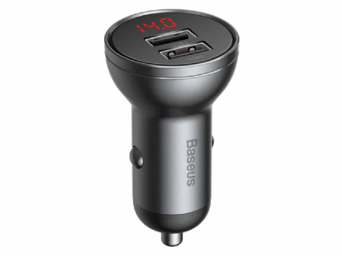 Электроника - Baseus Car Charger 2xUSB Fast Charge 24W, Grey