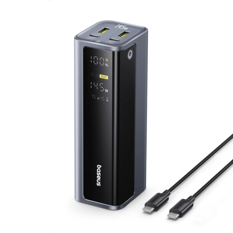 Accesorii GSM - Baterie externă Baseus EnerGeek GP12 Power Bank 20800mAh 145W cu cablu Type-C (0.3m), Afișaj Digital, Space Grey