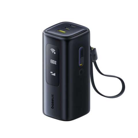 Accesorii GSM - Baterie externă Baseus EnerGeek GX11 MiFi Power Bank 20000mAh 67W cu cablu Type-C (0.3m) și Hotspot 4G LTE, Cosmic Black
