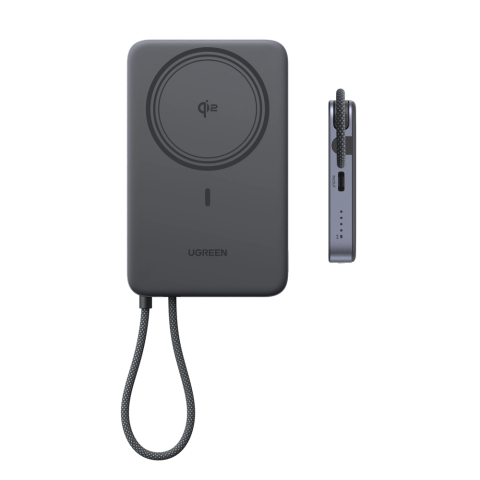 Baterie externă UGREEN MagFlow Air Wireless MagSafe Qi2 Power Bank 10000mAh 15W / 30W Wired, Grey [2]