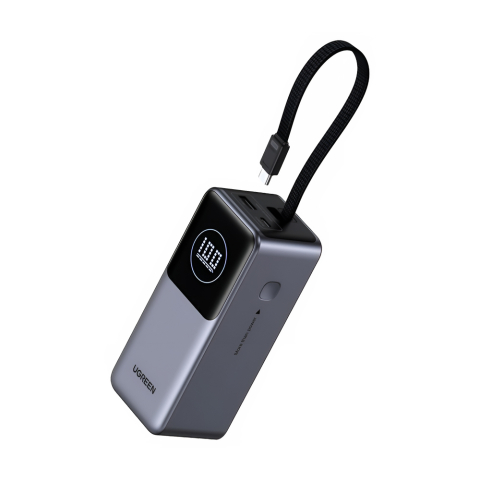 Electronice - Baterie externă UGREEN Nexode Power Bank 20000mAh 130W (Cablu USB-C integrat, Fast Charge, Flight Approved, Gri)