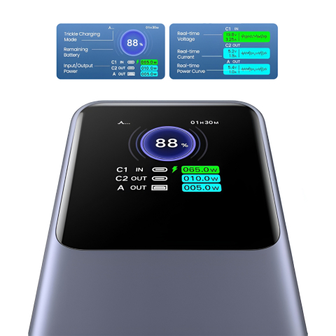 Baterie externă UGREEN Nexode Power Bank 20000mAh 130W (Fast Charge, Flight Approved, Display LED, Gri) [1]