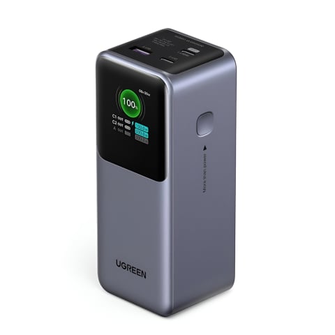 Cu fir - Baterie externă UGREEN Nexode Power Bank 20000mAh 130W (Fast Charge, Flight Approved, Display LED, Gri)