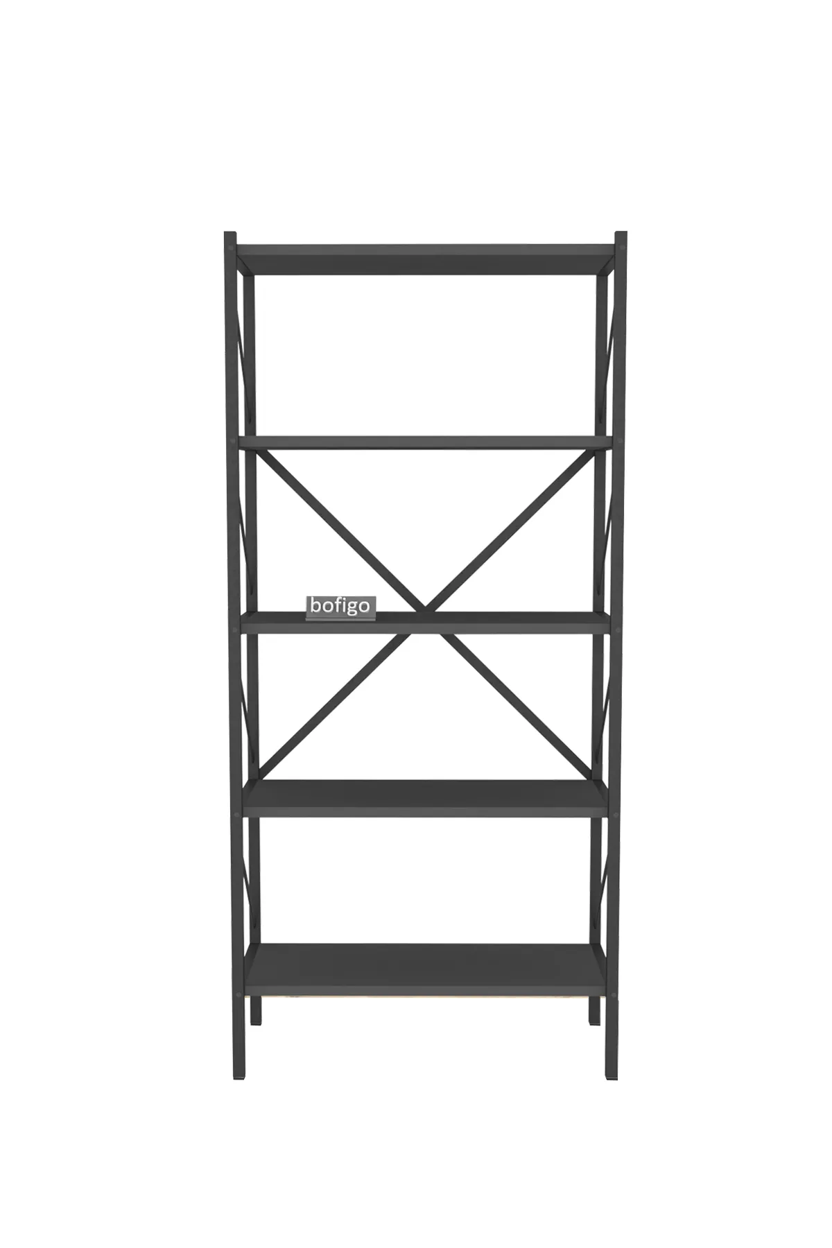 Raft/Bibliotecă Bofigo cu cadru metalic, 160x66x34 cm, Antracit – Spațiu generos, design modern și durabilitate [2]