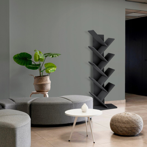 Bibliotecă tip copac Jumi, 142x50x25 cm, Negru – stil modern și funcționalitate într-un singur raft [3]