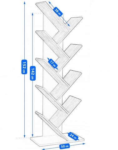 Bibliotecă tip copac Jumi, 142x50x25 cm, Negru – stil modern și funcționalitate într-un singur raft [4]