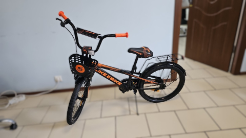 Велосипед 20″ Чёрный + Оранжевый – Прочная стальная рама, ручной тормоз, для мальчиков 6–12 лет! [1]