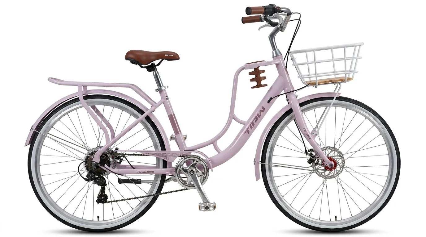 Biciclete - Bicicleta TIAW Lady 26" Roz – Eleganță retro și confort urban pentru plimbări pline de stil