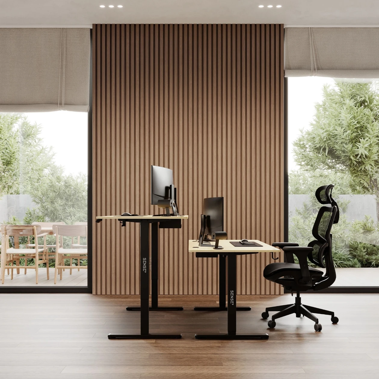 Birou reglabil pe înălțime Sense7 Nojo 140x70 Black Pine (Blat MDF, Cadru Metalic, Reglaj 72-118 cm) [6]